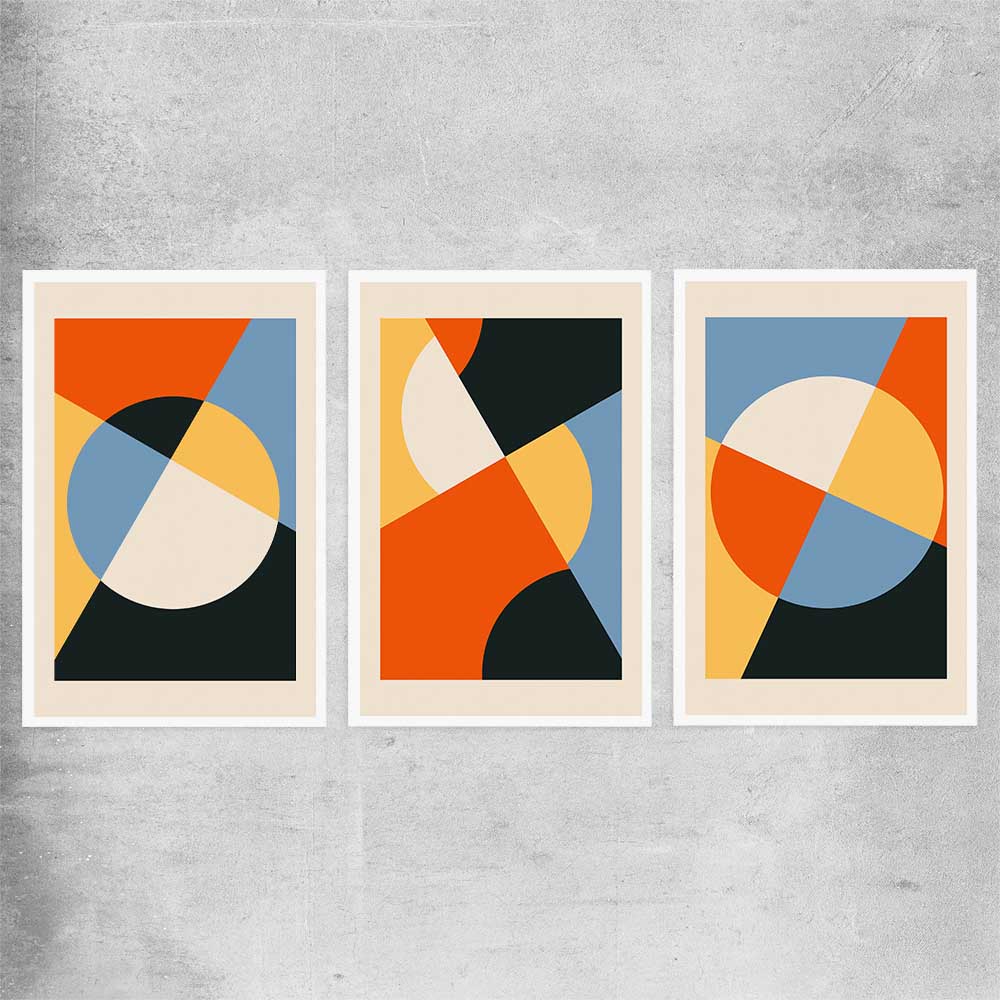 Geometry Burst Set rolled print - part of our high quality canvas abstract wall art collection