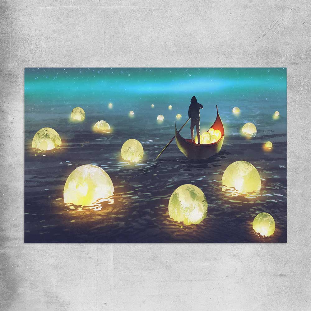 Glowing Moons rolled print - part of our high quality canvas abstract wall art collection