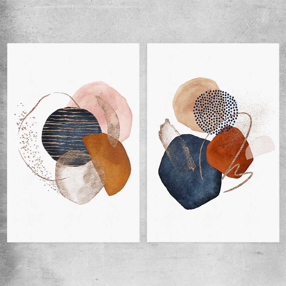 Gold Glitter Pair rolled print - part of our high quality canvas abstract wall art collection