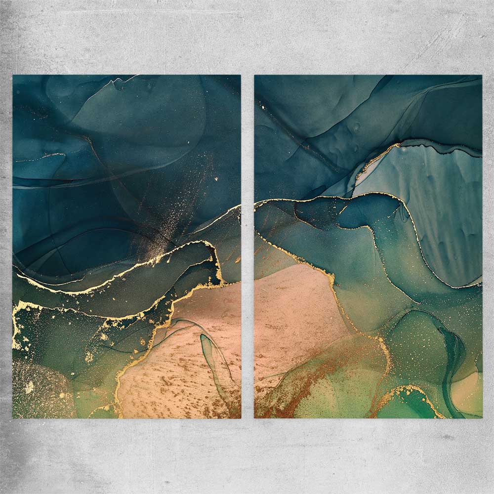 Golden Mist Pair rolled print - part of our high quality canvas abstract wall art collection