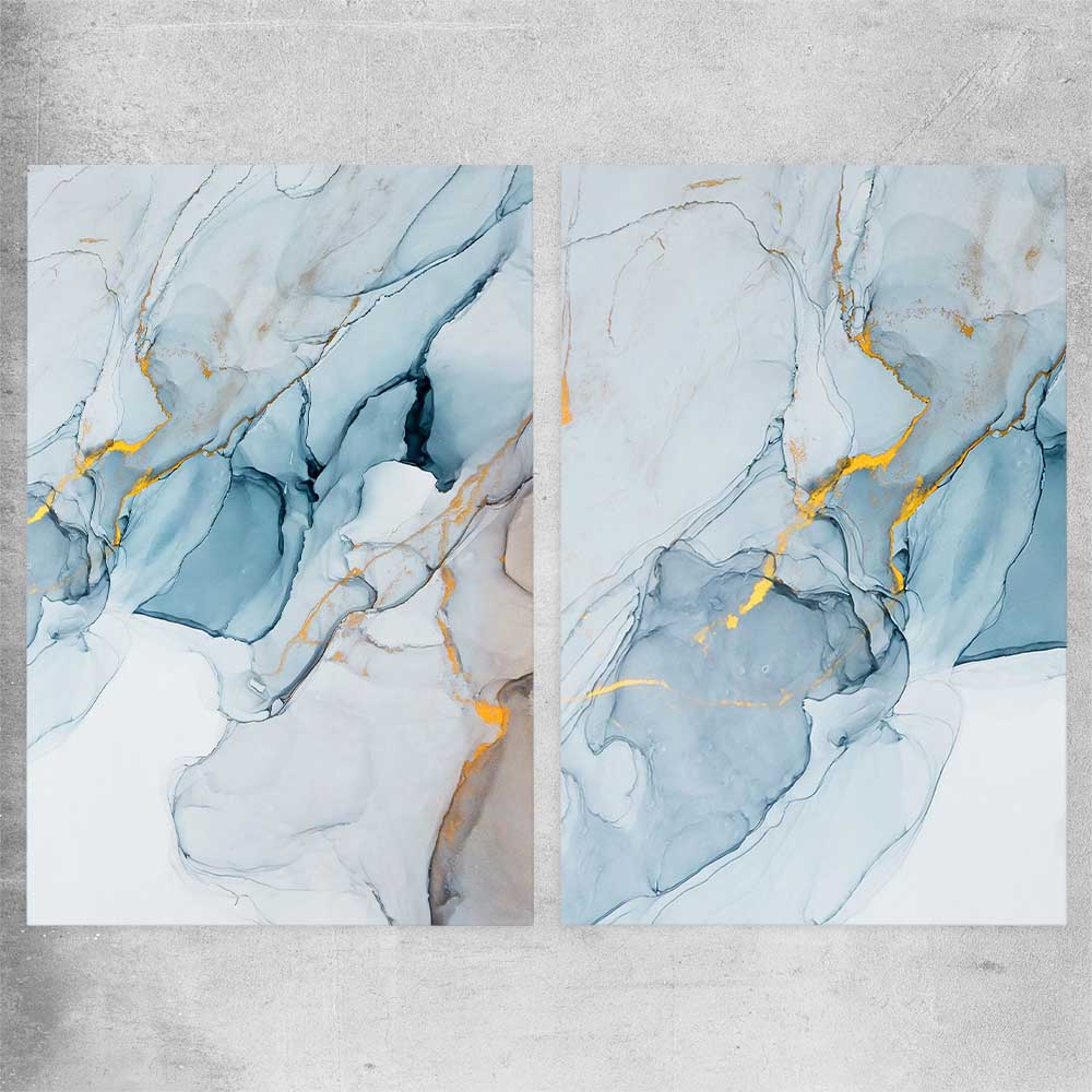 Golden Veins Pair rolled print - part of our high quality canvas abstract wall art collection