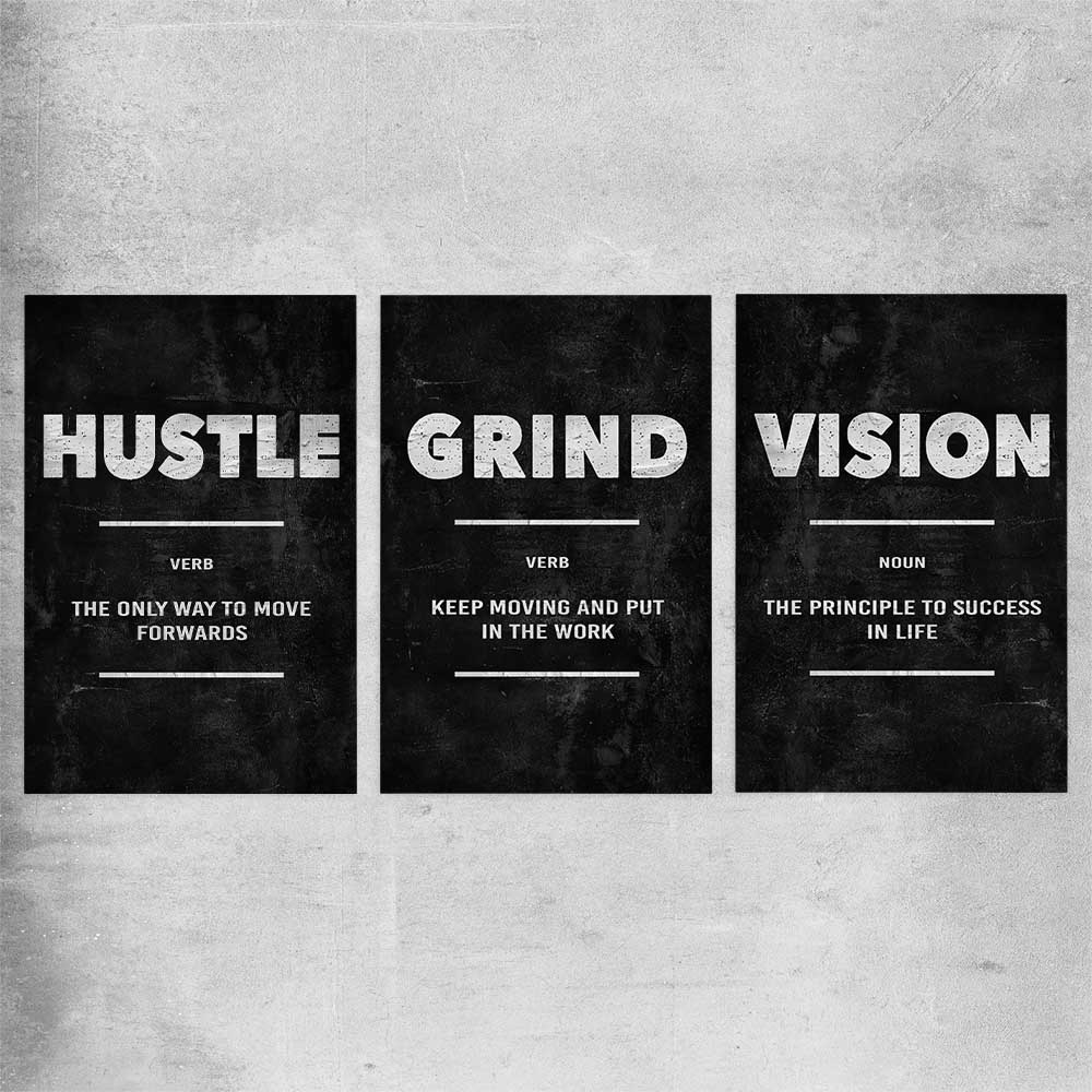 Inspirational wall art print of Hustle Definition Set on a rolled print
