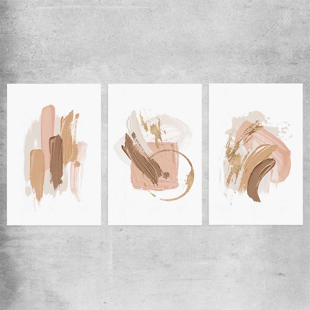 Neutral Strokes Set rolled print - part of our high quality canvas abstract wall art collection