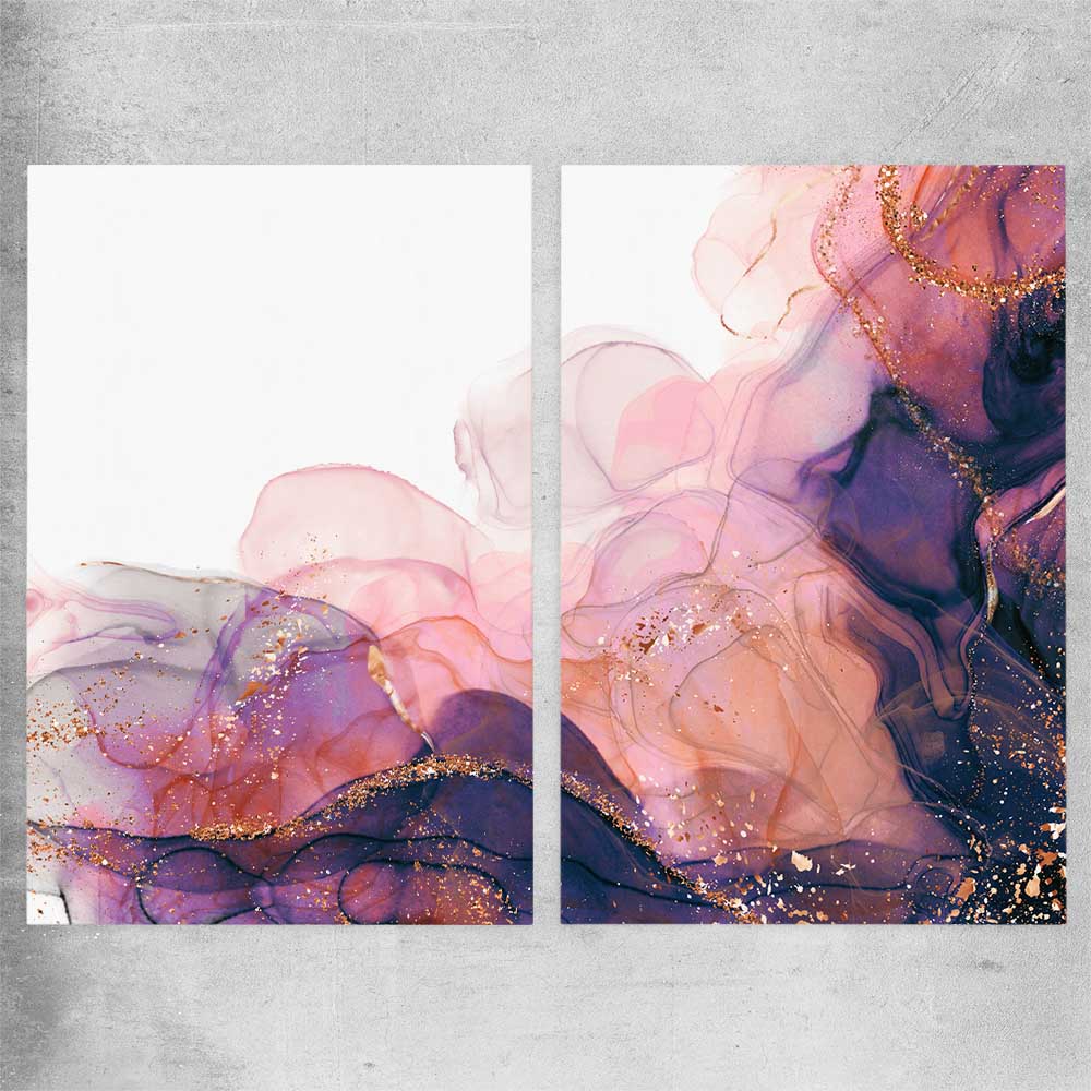 Violet Haze Pair rolled print - part of our high quality canvas abstract wall art collection