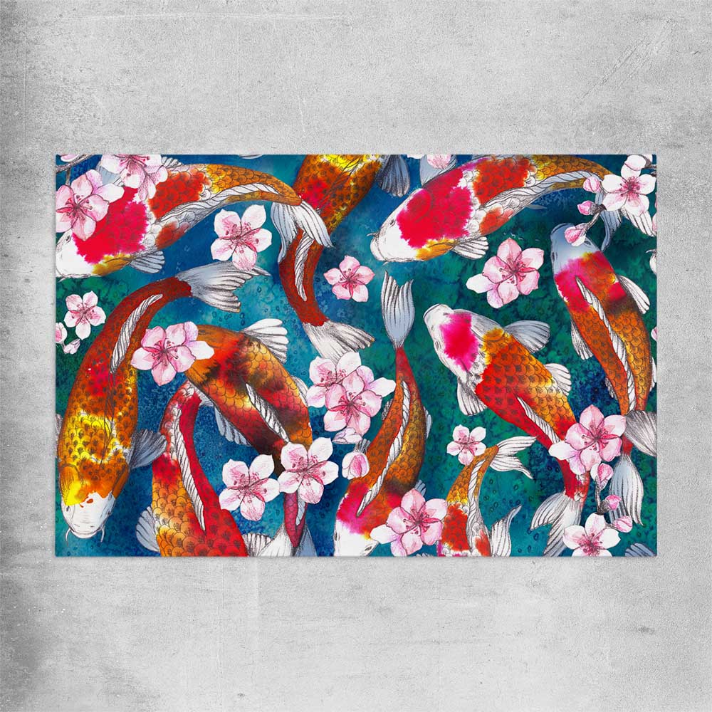 Animal wall art and canvas prints of Watercolour Carp on a rolled print