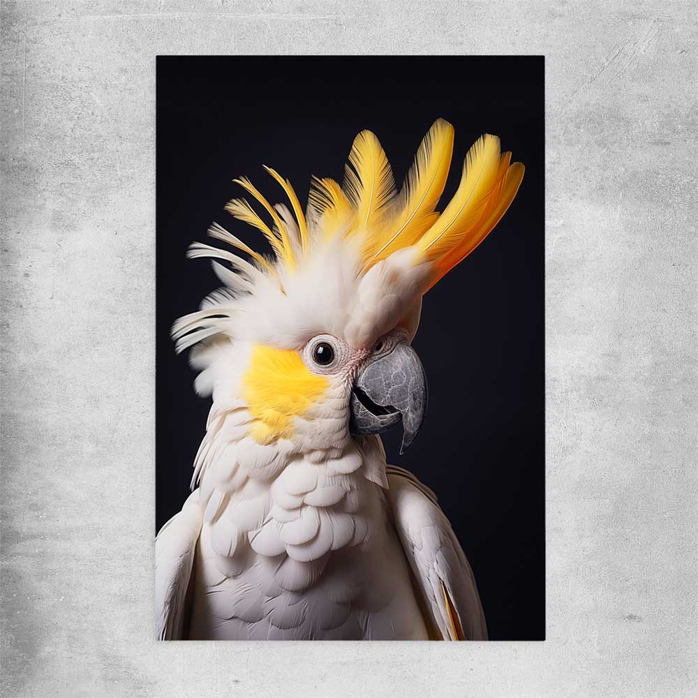 Animal wall art and canvas prints of Yellow Cockatoo One on a rolled print