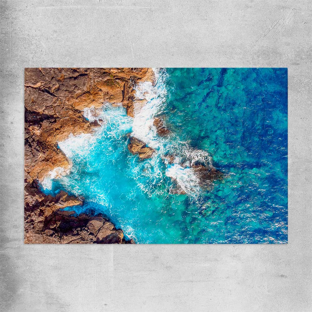 Beach and coastal wall art print of Azure Blue Sea on a rolled print