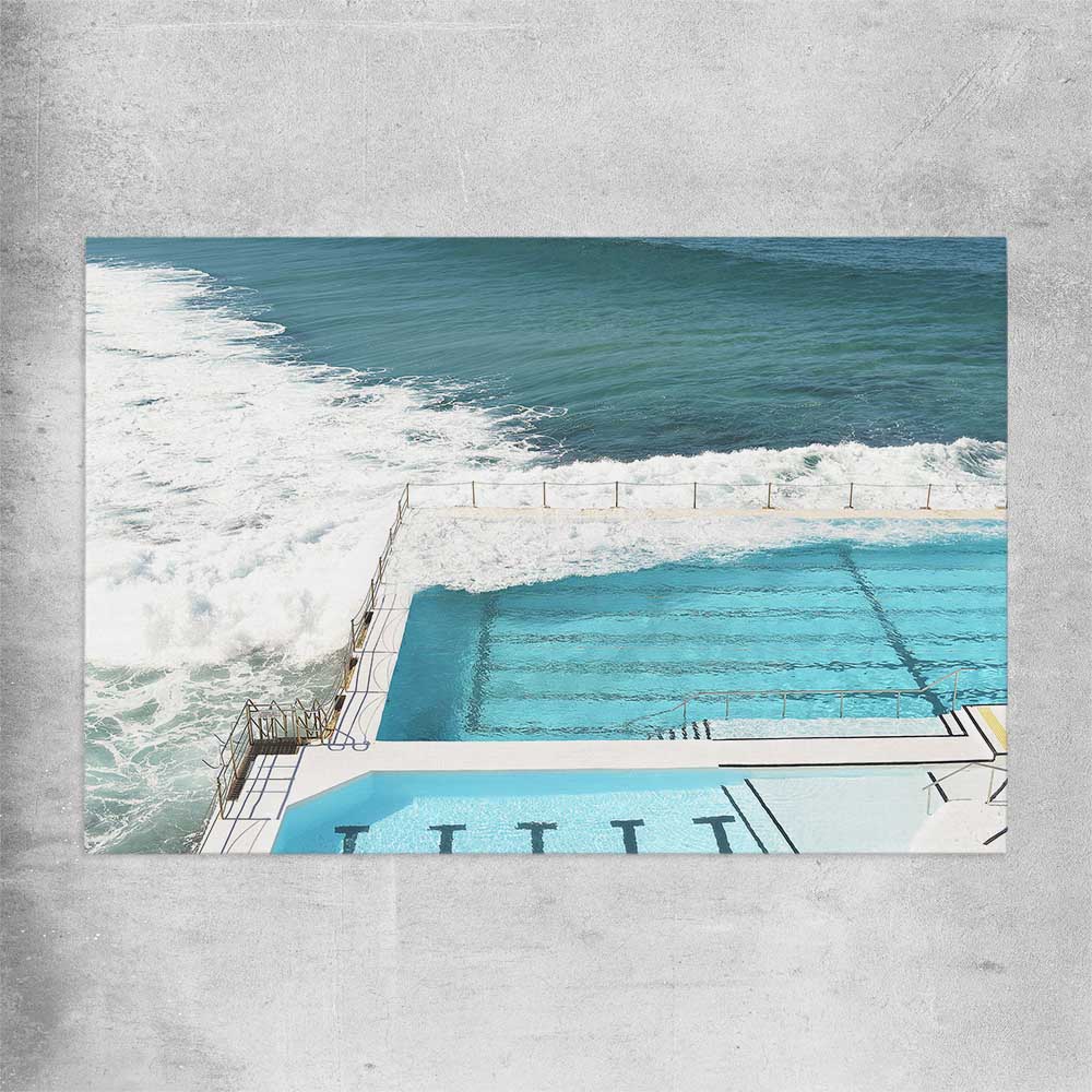 Beach and coastal wall art print of Bondi Iceberg Tide on a rolled print