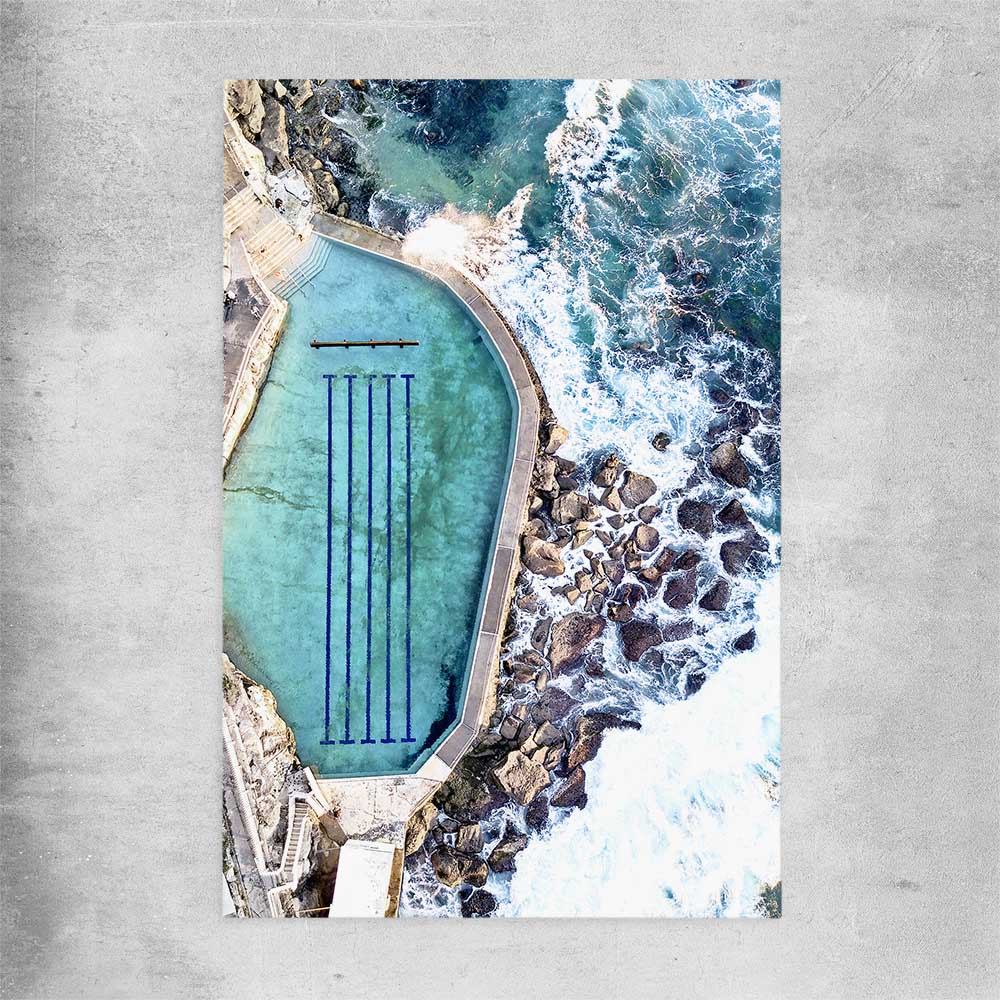 Beach and coastal wall art print of Bronte Rock Pool on a rolled print