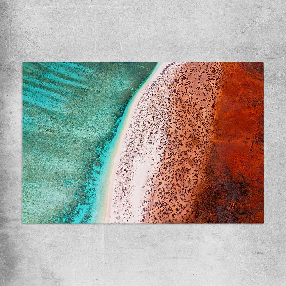 Beach and coastal wall art print of Cape Range Aerial on a rolled print