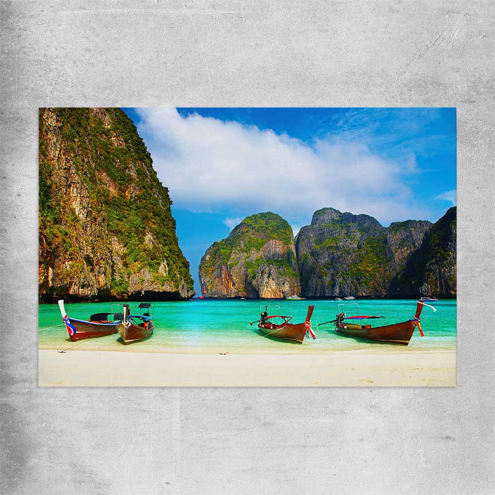 Beach and coastal wall art print of Maya Bay Beach on a rolled print