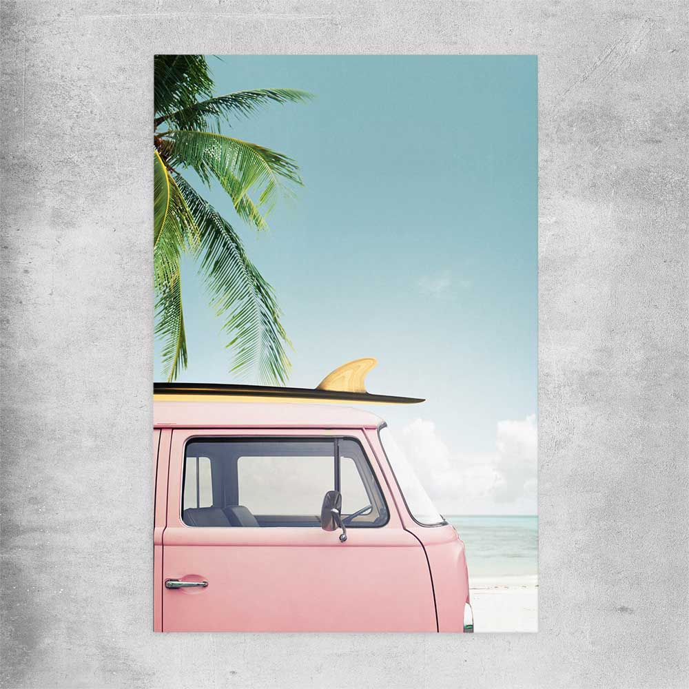 Beach and coastal wall art print of Pink Combi on a rolled print