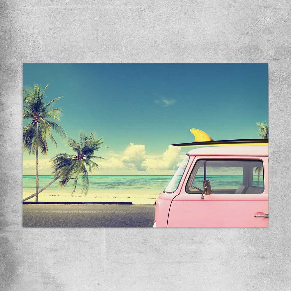 Beach and coastal wall art print of Pink Combi Surf on a rolled print