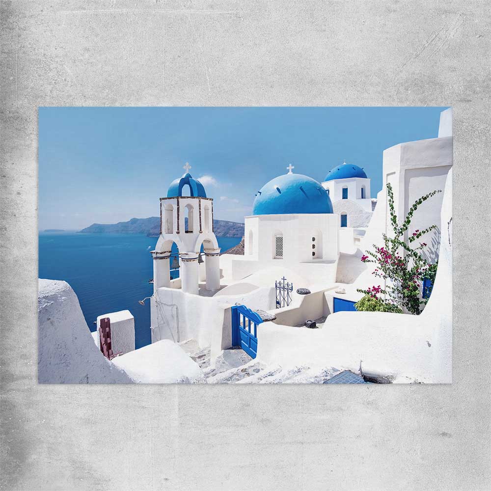 Beach and coastal wall art print of Santorini Views on a rolled print