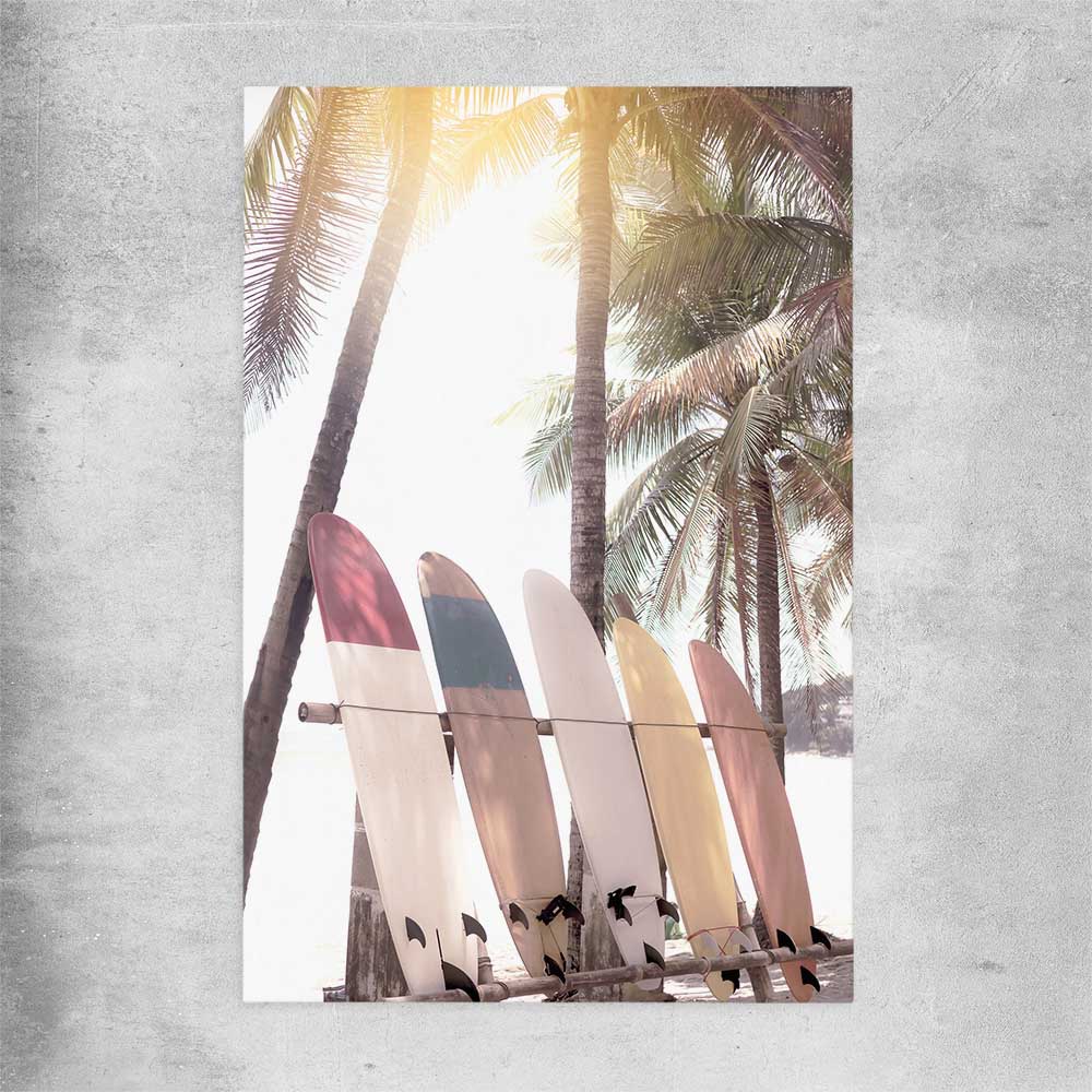 Beach and coastal wall art print of Surf Sunset on a rolled print