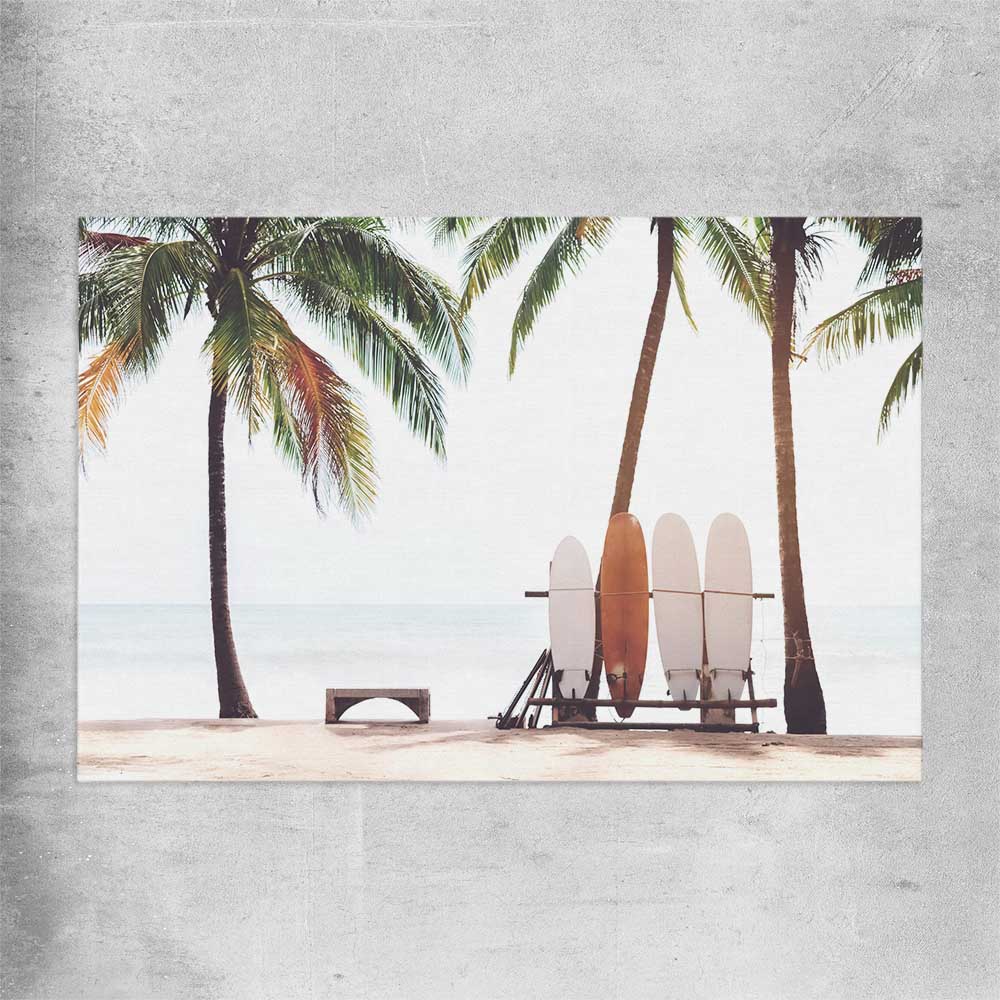 Beach and coastal wall art print of Tropical Boards on a rolled print