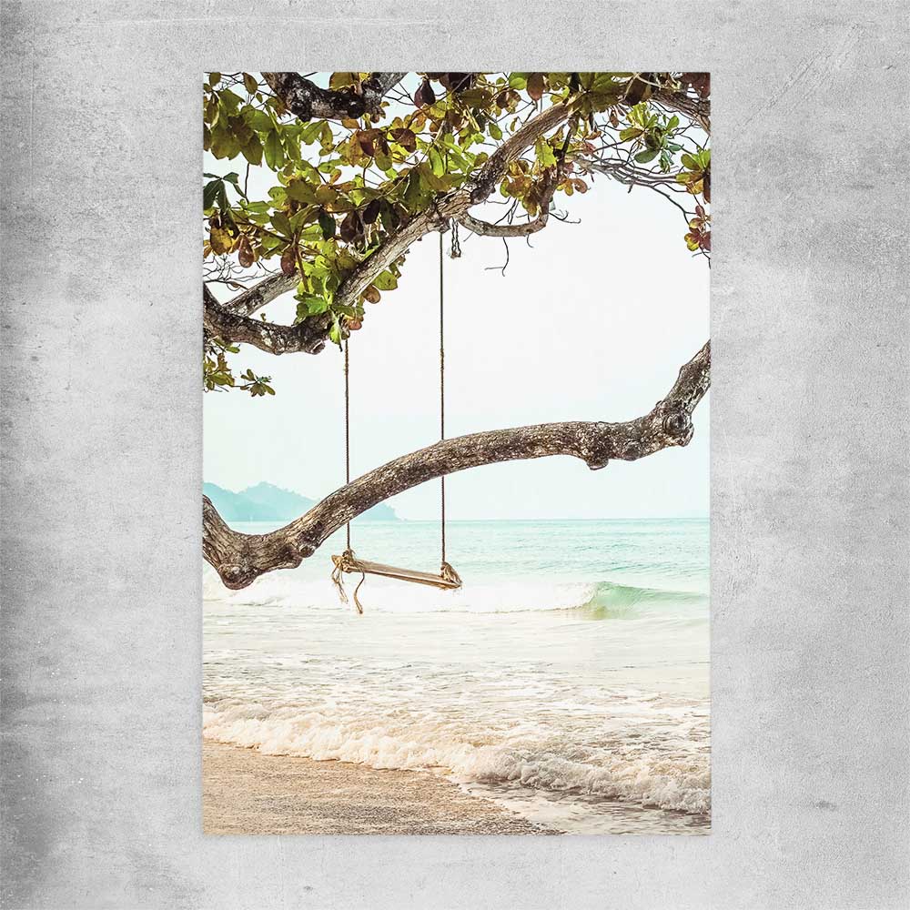 Beach and coastal wall art print of Tropical Swing on a rolled print