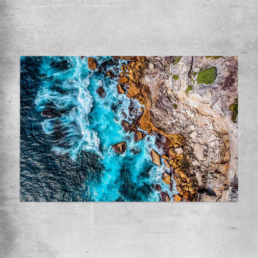 Beach and coastal wall art print of Watsons Bay Waves on a rolled print