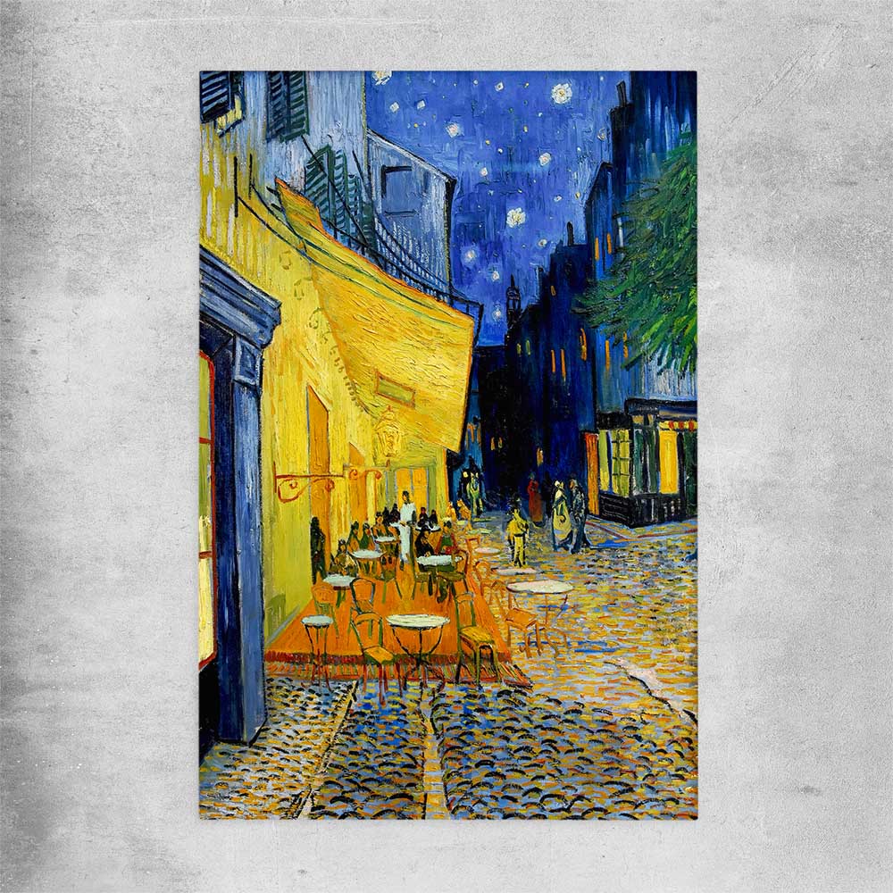Classic wall art and canvas print of Cafe Terrace Van Gogh on a rolled print