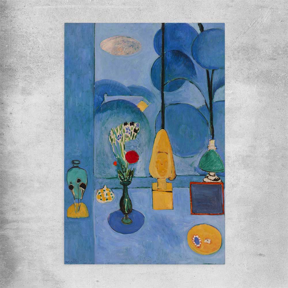 Classic wall art and canvas print of The Blue Window Henri Matisse on a rolled print
