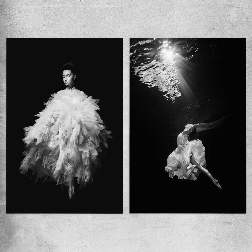 Evening Dress Pair rolled print - part of our high quality fashion canvas wall art and prints collection