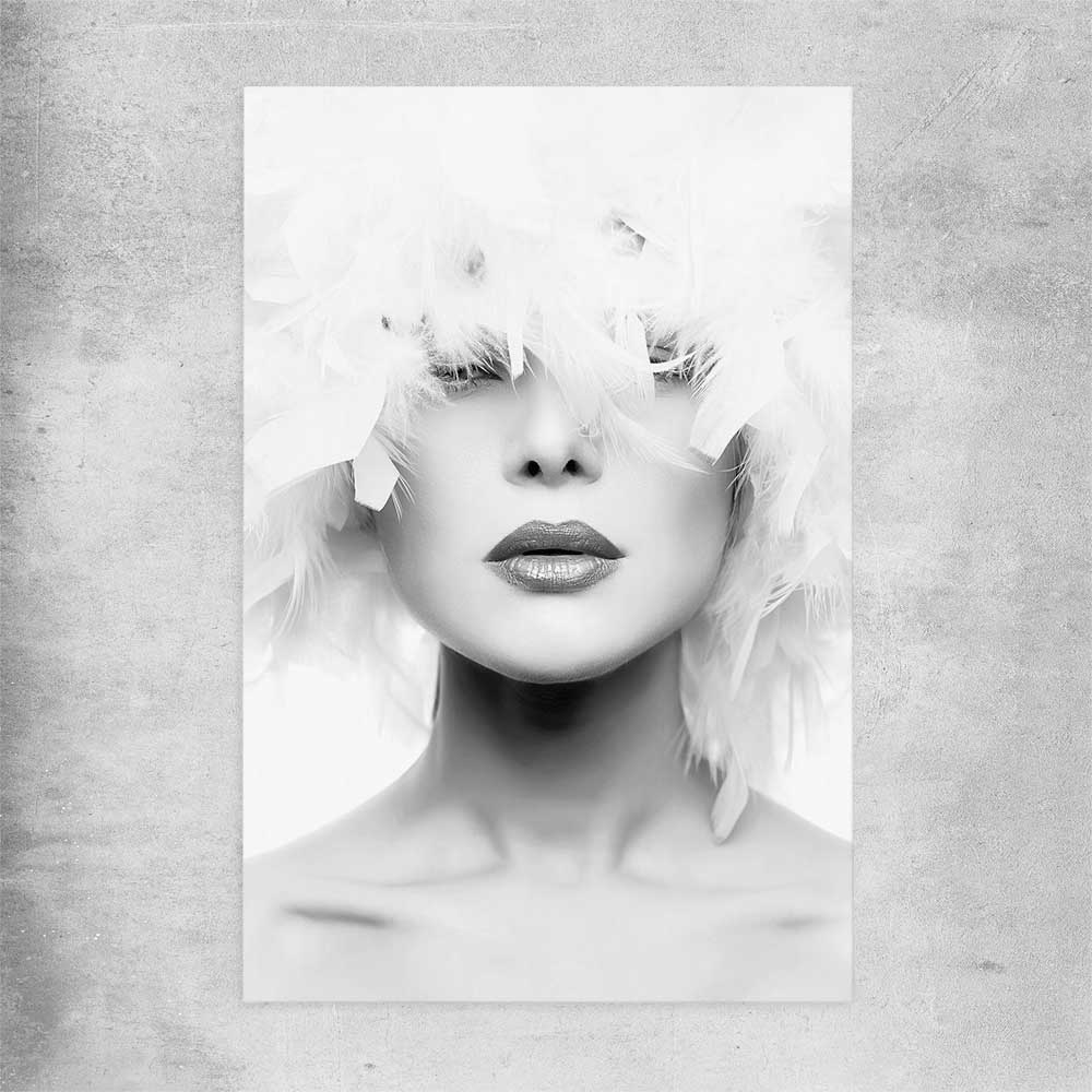 Feather Lips rolled print - part of our high quality fashion canvas wall art and prints collection