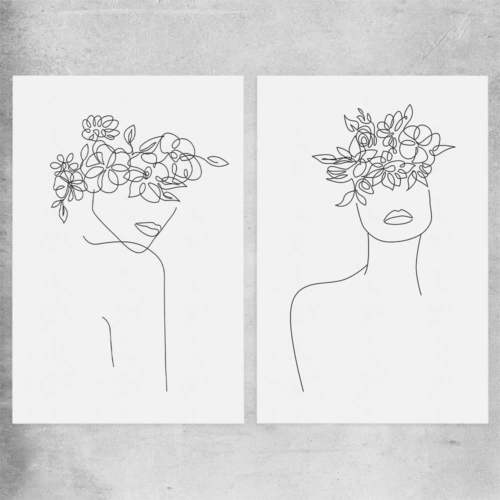 Floral Beauty Pair rolled print - part of our high quality fashion canvas wall art and prints collection