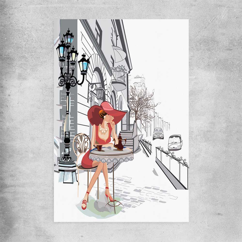 Paris Cafe Fashion rolled print - part of our high quality fashion canvas wall art and prints collection