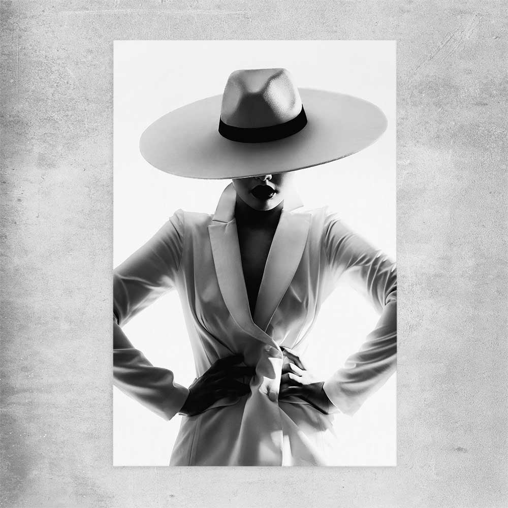 White Hat Gaze rolled print - part of our high quality fashion canvas wall art and prints collection