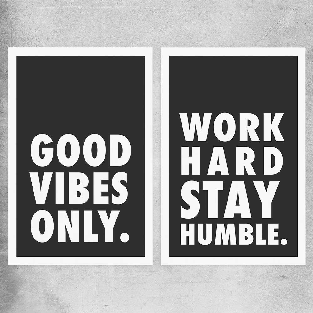 Inspirational wall art print of Good Vibes Pair on a rolled print