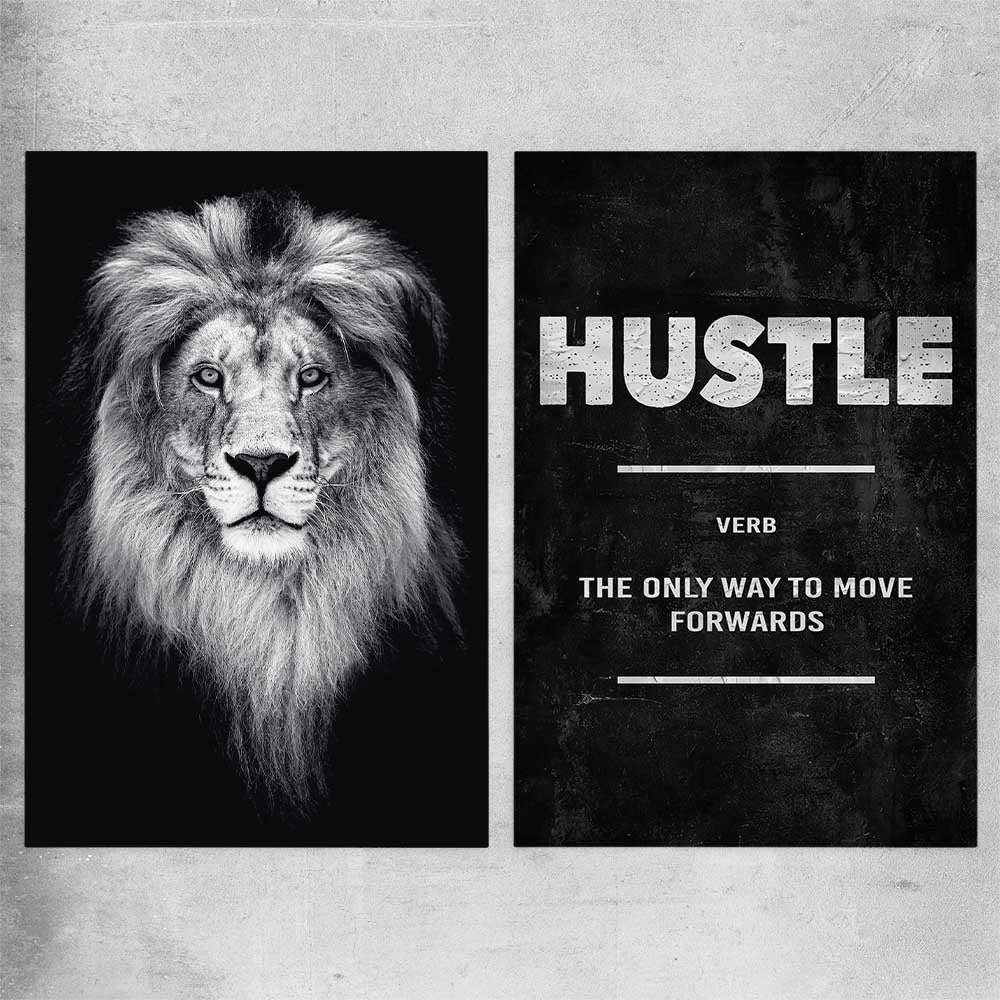 Inspirational wall art print of Lion Gaze Pair on a rolled print