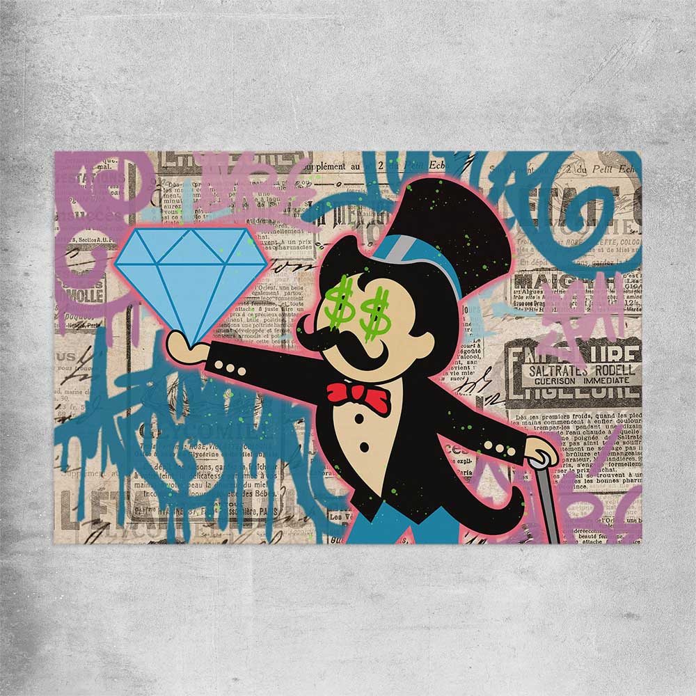 Inspirational wall art print of Moneybags Diamond on a rolled print