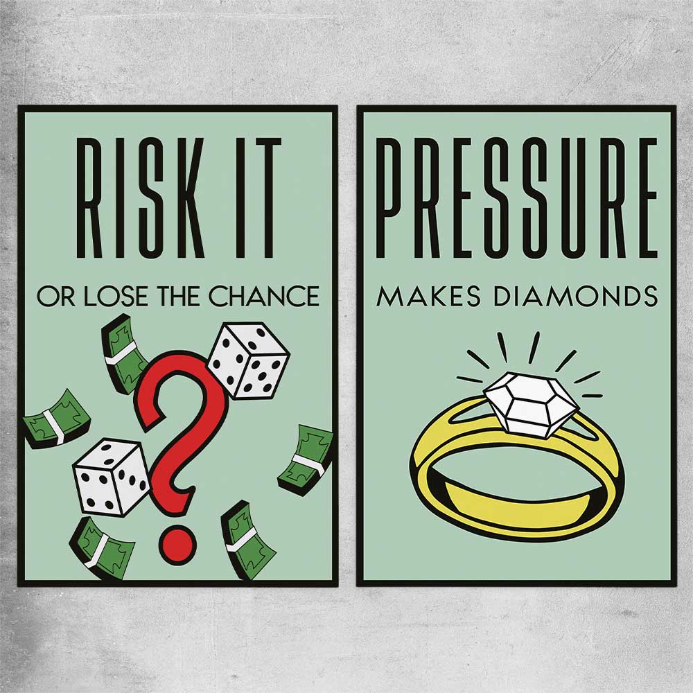 Inspirational wall art print of Roll the Dice Pair on a rolled print