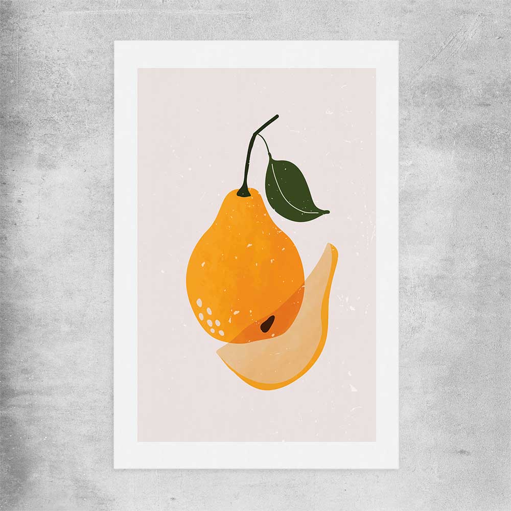 Brown Pear rolled print is a colourful and stylish canvas wall art and print suited for the kitchen area