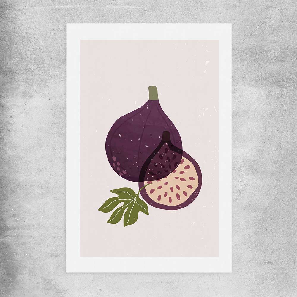 Purple Fig rolled print is a colourful and stylish canvas wall art and print suited for the kitchen area