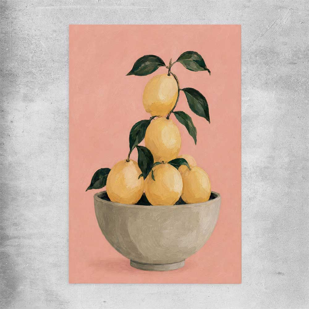 Sicilian Lemons rolled print is a colourful and stylish canvas wall art and print suited for the kitchen area