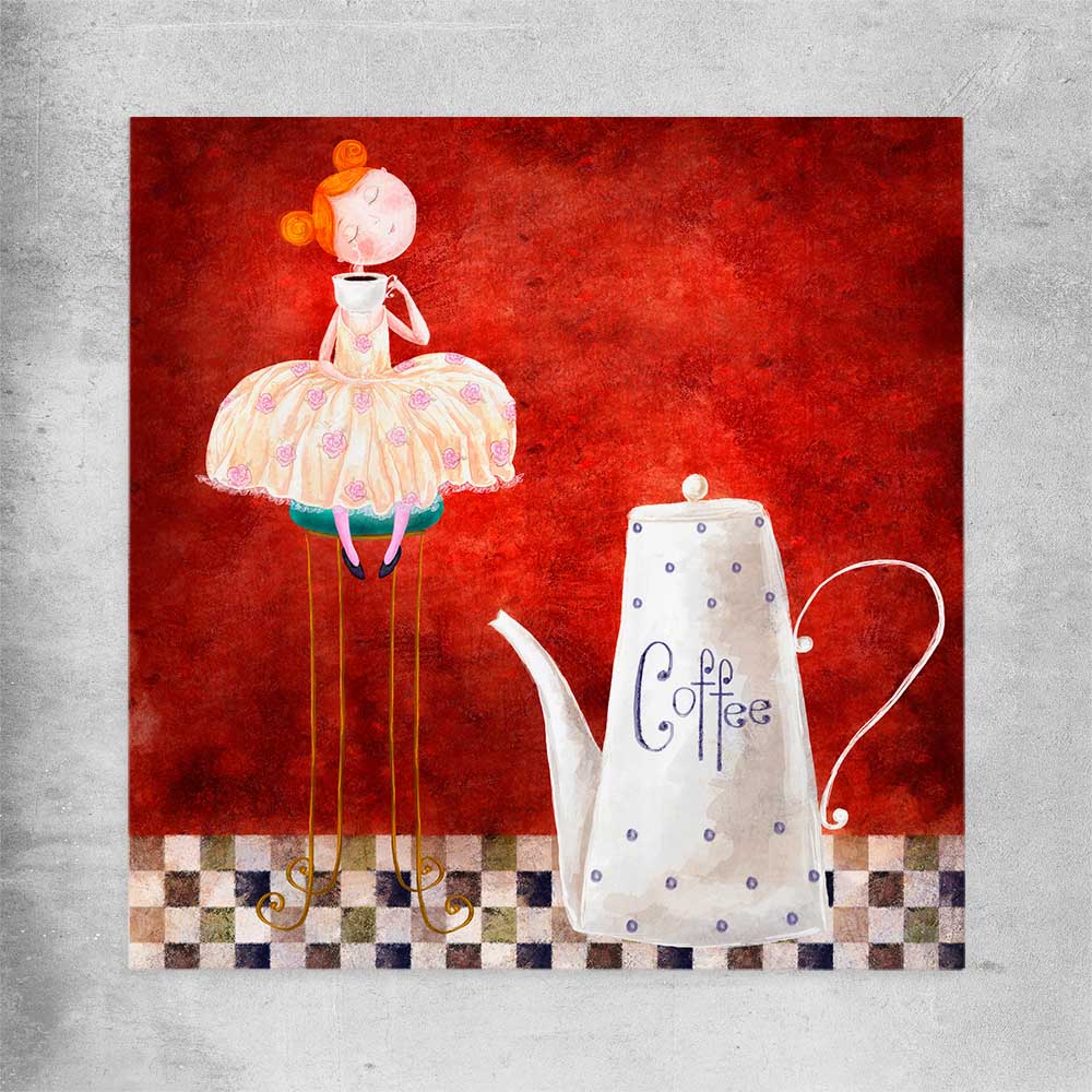 Whimsical Kitchen Life rolled print is a colourful and stylish canvas wall art and print suited for the kitchen area