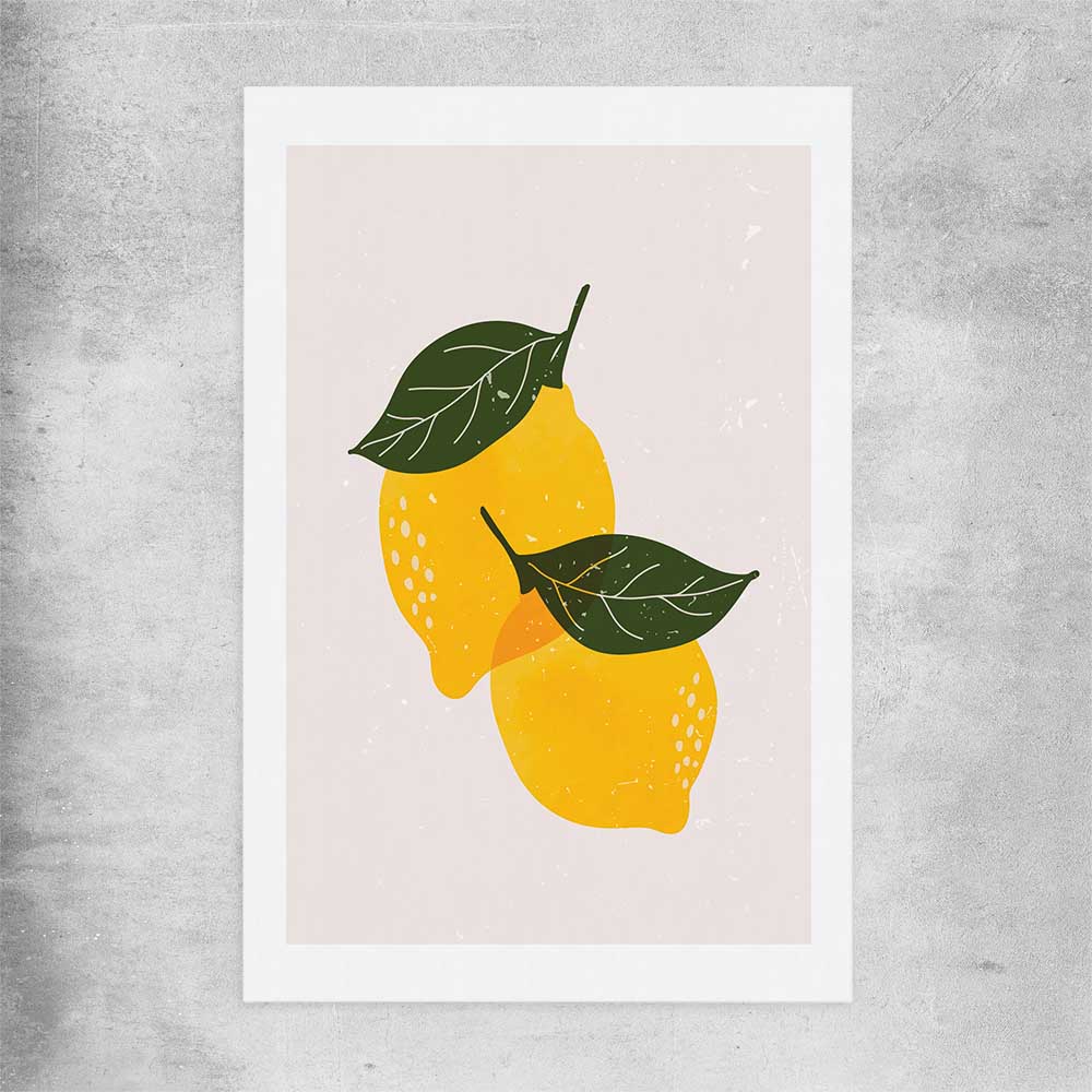 Yellow Lemon rolled print is a colourful and stylish canvas wall art and print suited for the kitchen area