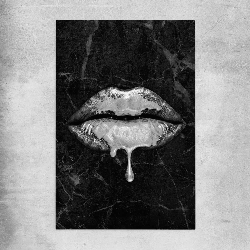 Darkened Lust rolled print - part of our high quality canvas lips wall art collection