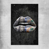 Money Lips rolled print - part of our high quality canvas lips wall art collection
