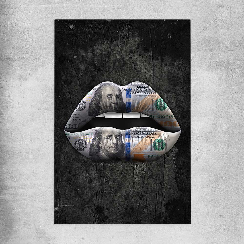 Money Lips rolled print - part of our high quality canvas lips wall art collection