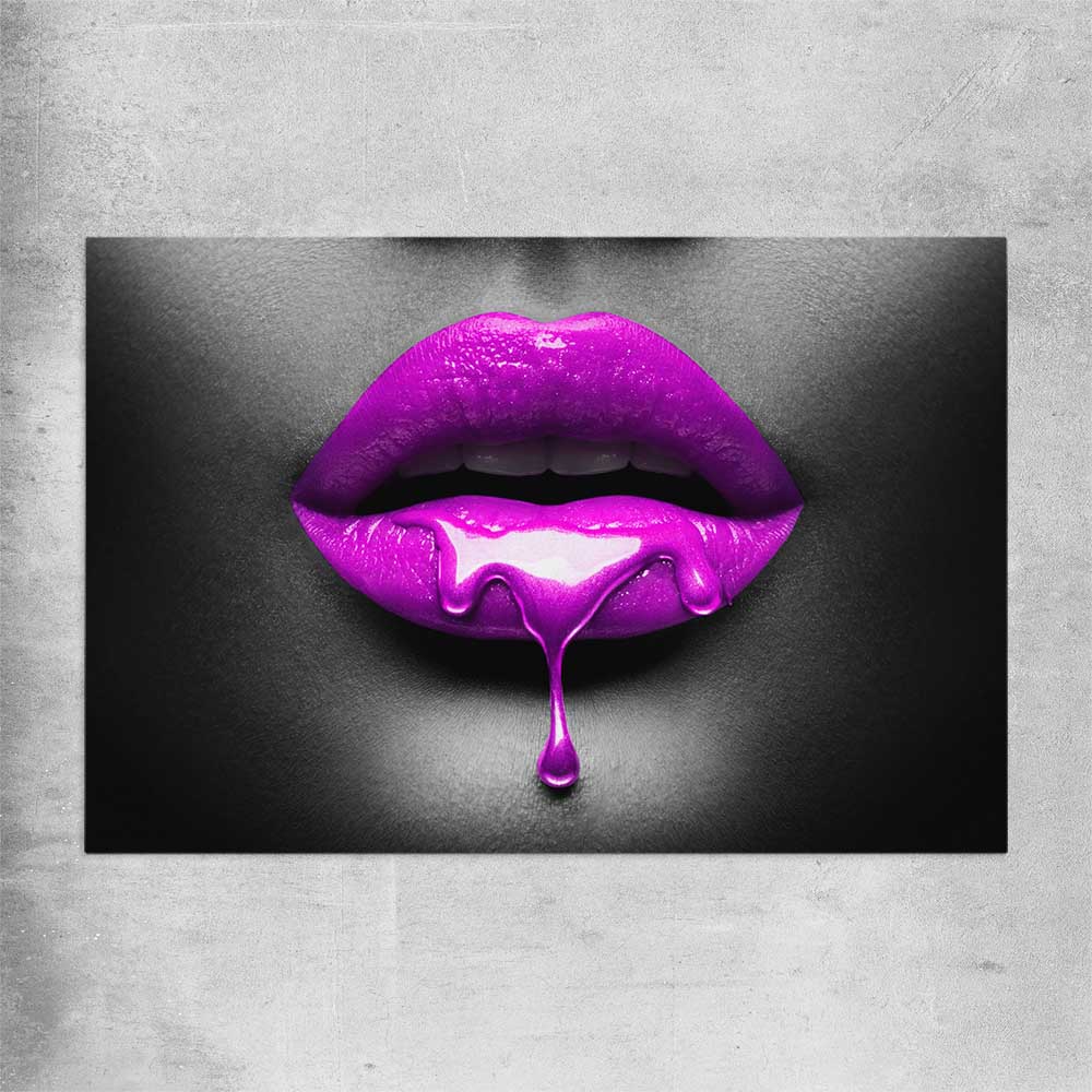 Purple Lust rolled print - part of our high quality canvas lips wall art collection