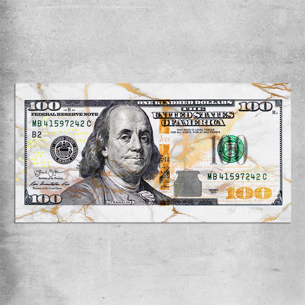 Money wall art print of Marble Bill on a rolled print