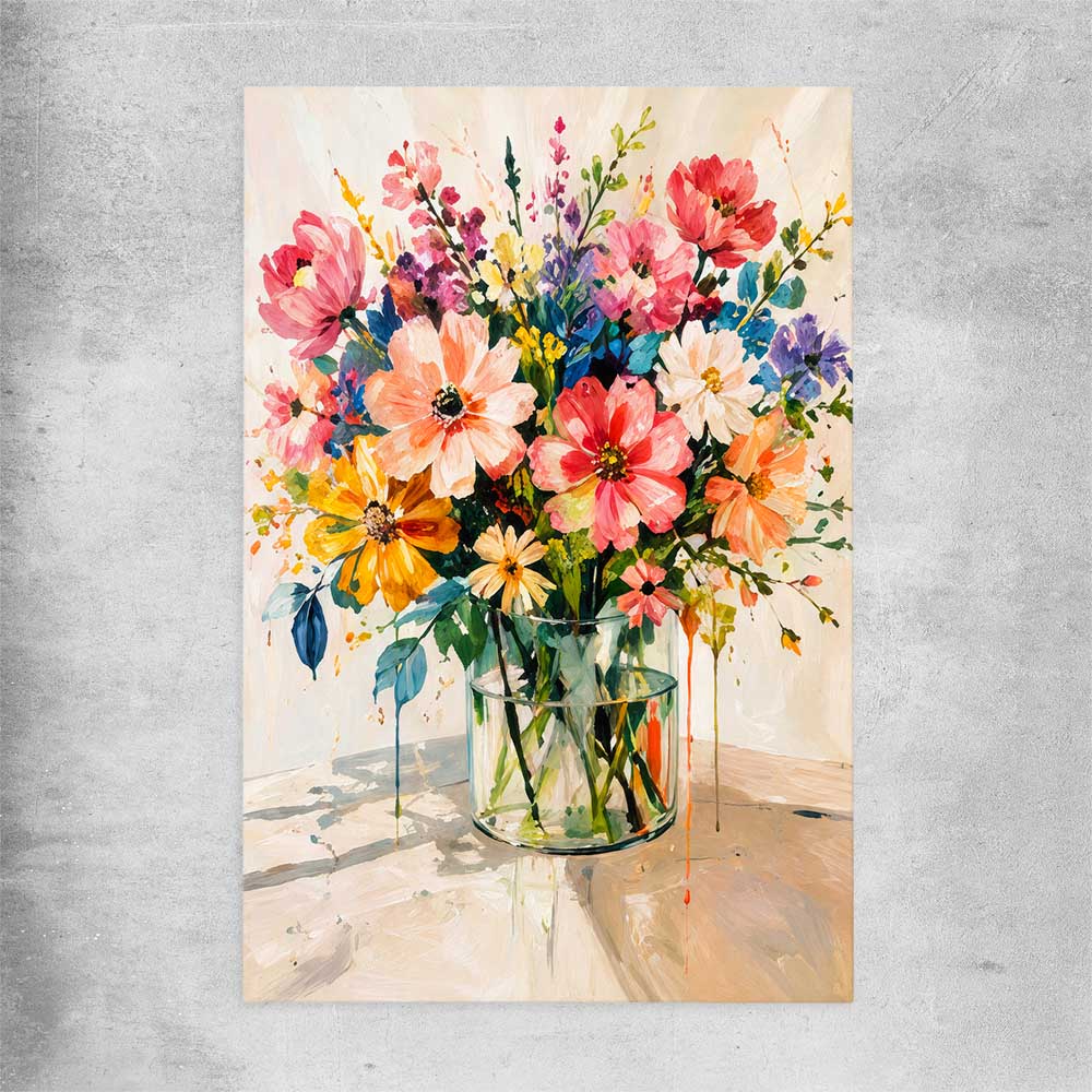 Floral print of Colourful Blooms on a rolled print