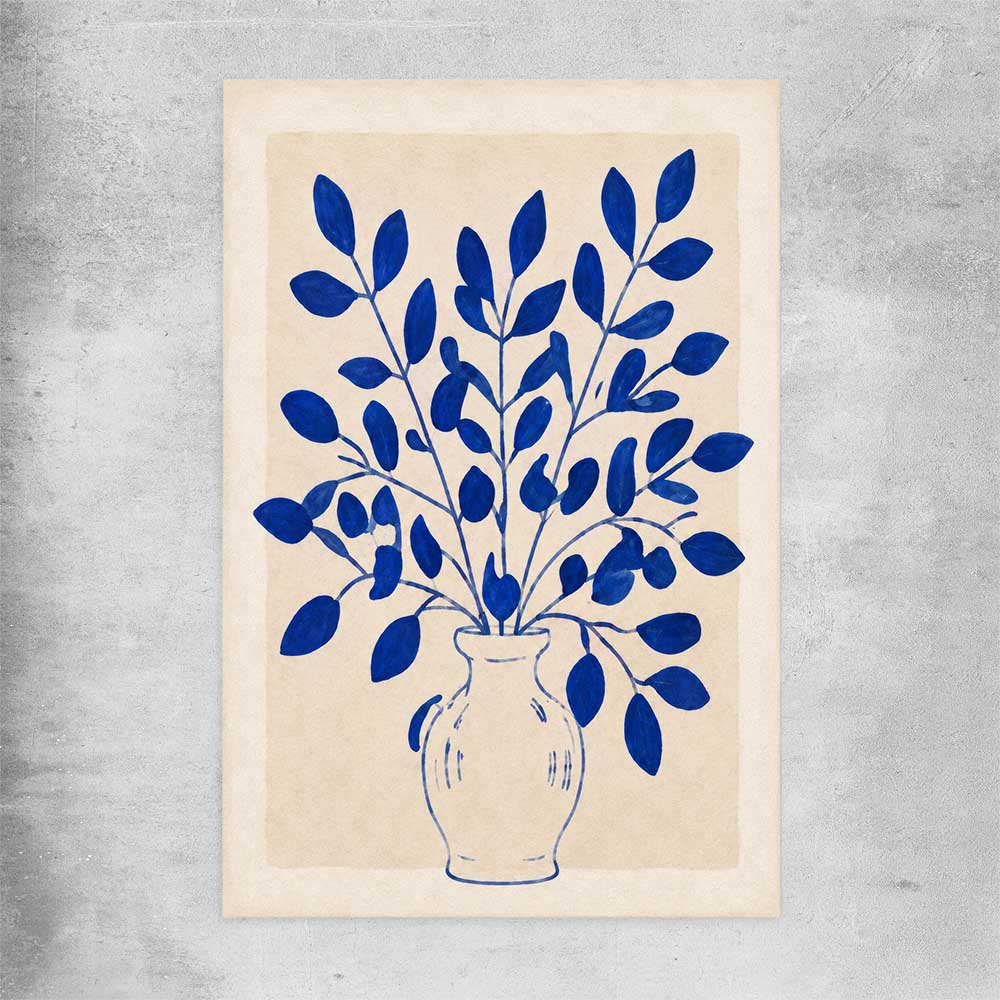 Floral print of Indigo Botanica on a rolled print