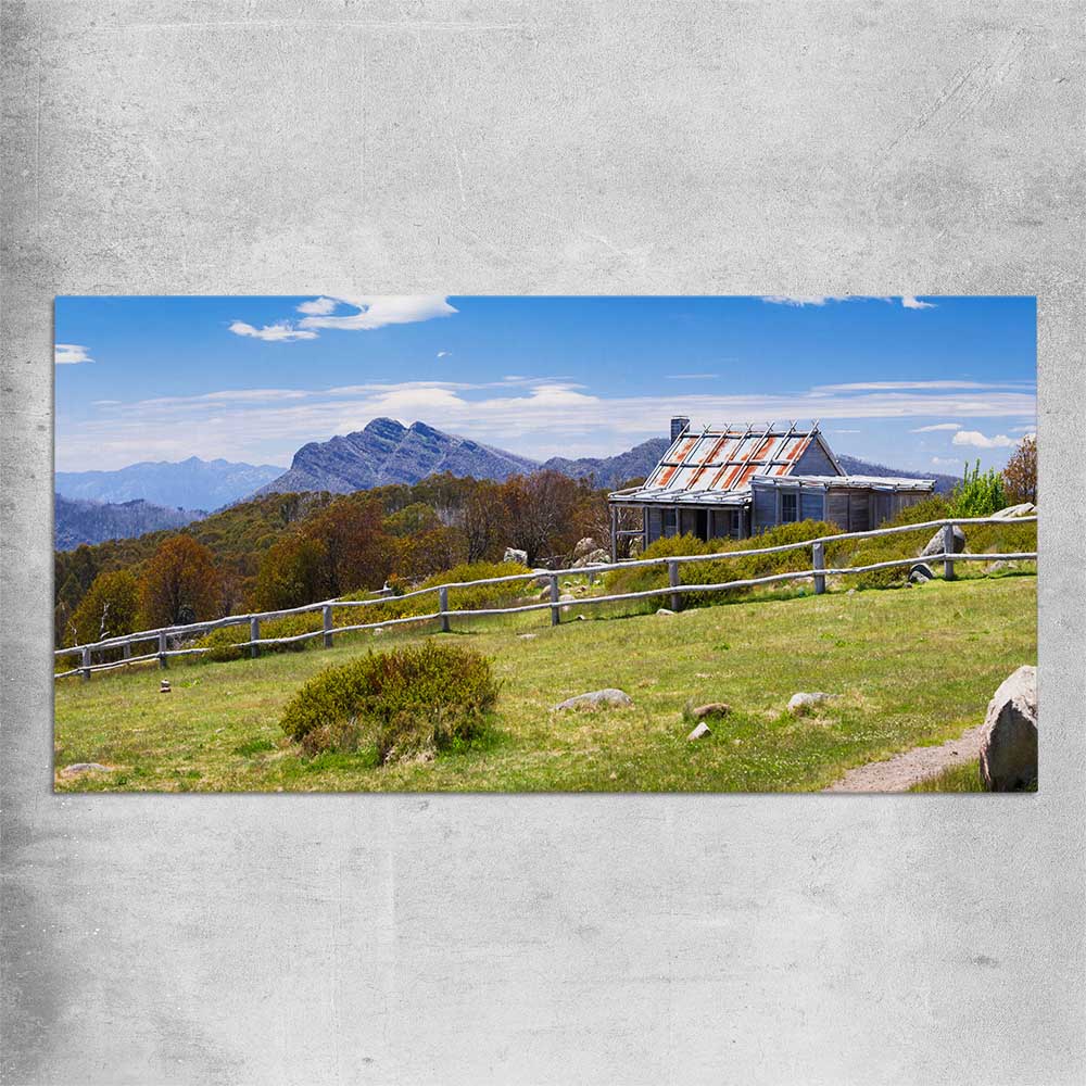 Floral print of Victorian Alps Craigs Hut on a rolled print