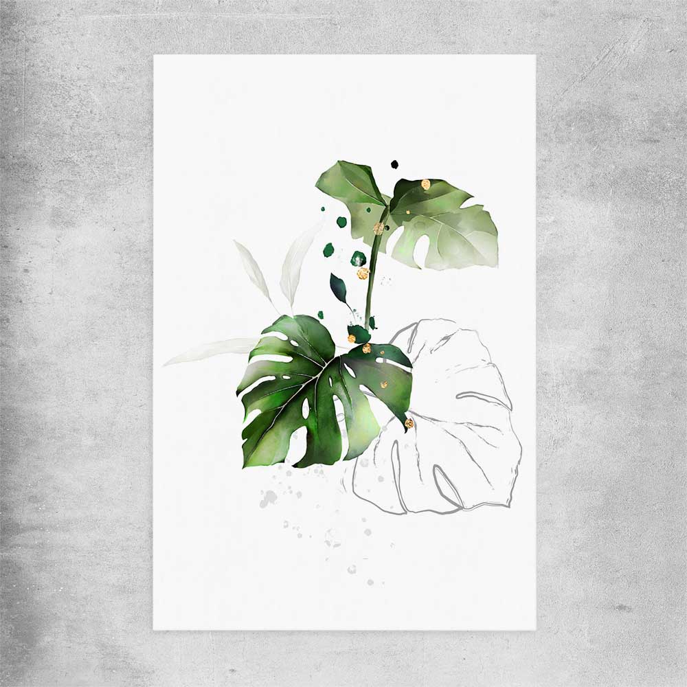 Floral print of Botanic Gold Three on a rolled print