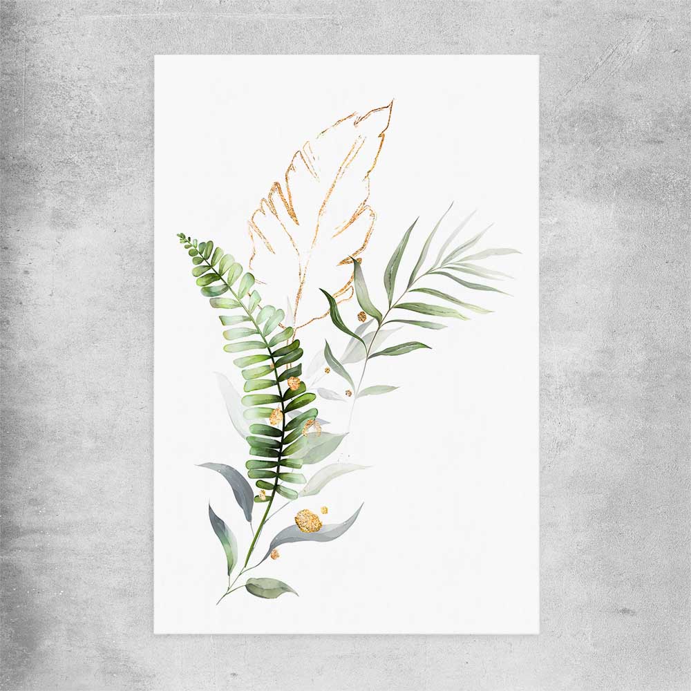Floral print of Botanic Gold Two on a rolled print