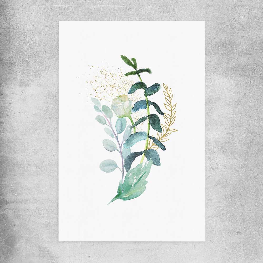 Floral print of Eucalyptus Bunch Three on a rolled print