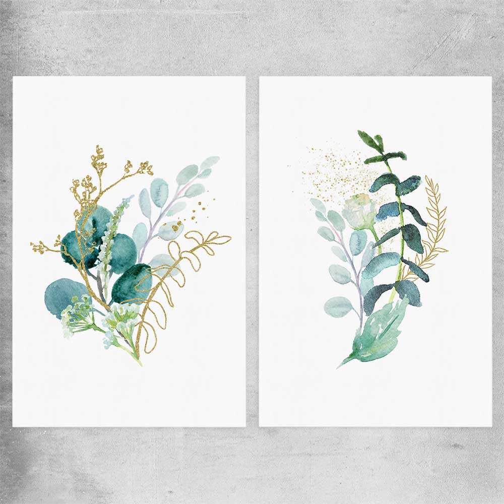 Floral print of Eucalyptus Pair Two on a rolled print